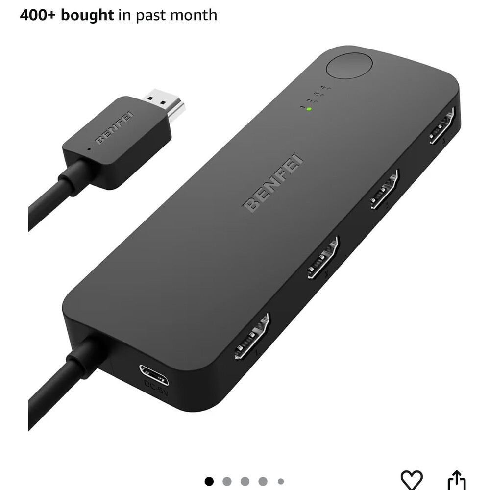 BENFEI HDMI Switch 4 in 1 Out 4K@60Hz, 2K@144Hz, HDCP 2.3 New